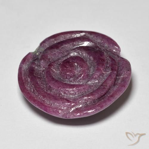 Rubí-Zoisita Púrpura ciruela natural de 18.70 ct, Corte Flor, Opaco