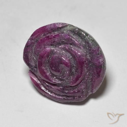 Rubí-Zoisita Púrpura medio natural de 19.53 ct, Corte Flor, Opaco