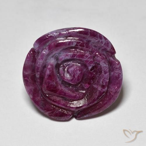 14.65ct Natural Púrpura sangría Rubí-Zoisita, Corte Flor, Opaco