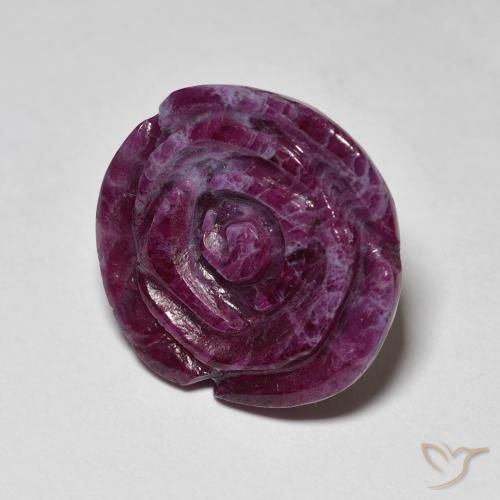 Rubí-Zoisita Púrpura sangría natural de 14.65 ct, Corte Flor, Opaco