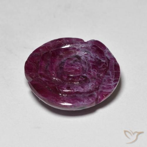 Rubí-Zoisita Púrpura sangría natural de 14.65 ct, Corte Flor, Opaco