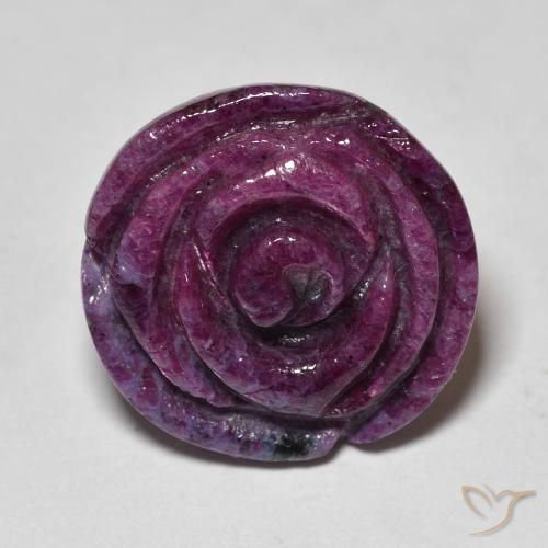 24.94ct Natural Púrpura oscuro Rubí-Zoisita, Corte Flor, Opaco