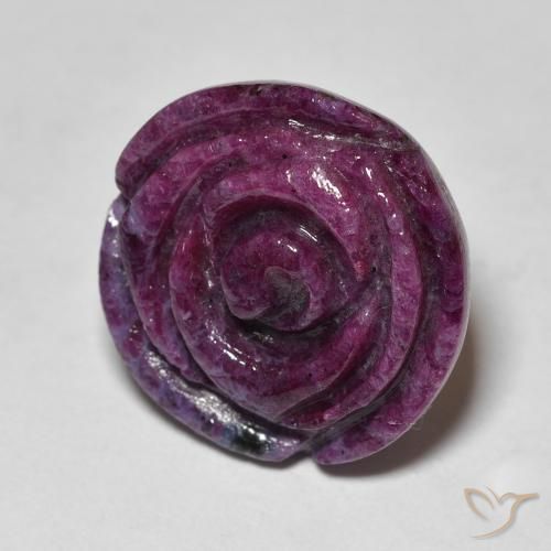 Rubí-Zoisita Púrpura oscuro natural de 24.94 ct, Corte Flor, Opaco