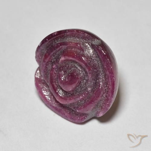 Rubí-Zoisita Púrpura ciruela natural de 18.07 ct, Corte Flor, Opaco