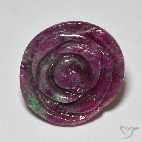 19.70ct Natural Multicolor Rubí-Zoisita, Corte Flor, Opaco