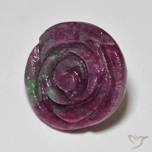 Rubí-Zoisita Multicolor natural de 19.70 ct, Corte Flor, Opaco