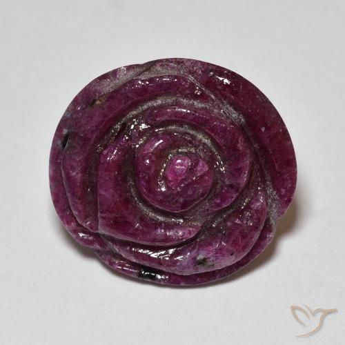Rubí-Zoisita Rojo frambuesa natural de 17.50 ct, Corte Flor, Opaco