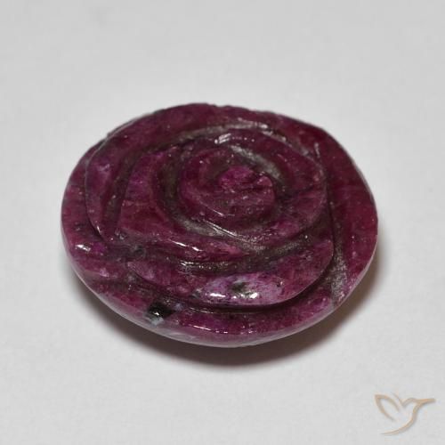 Rubí-Zoisita Rojo frambuesa natural de 17.50 ct, Corte Flor, Opaco