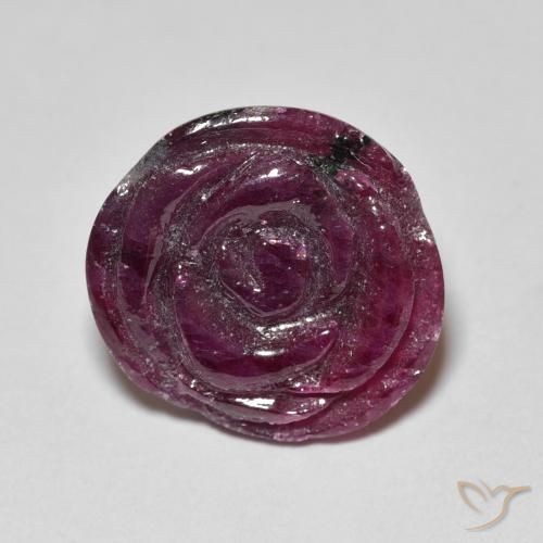 Rubí-Zoisita Rojo frambuesa natural de 13.99 ct, Corte Flor, Opaco