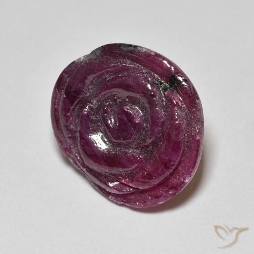 Rubí-Zoisita Rojo frambuesa natural de 13.99 ct, Corte Flor, Opaco