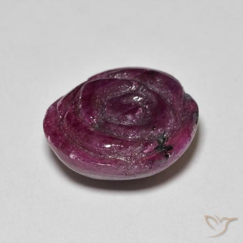 Rubí-Zoisita Rojo frambuesa natural de 13.99 ct, Corte Flor, Opaco