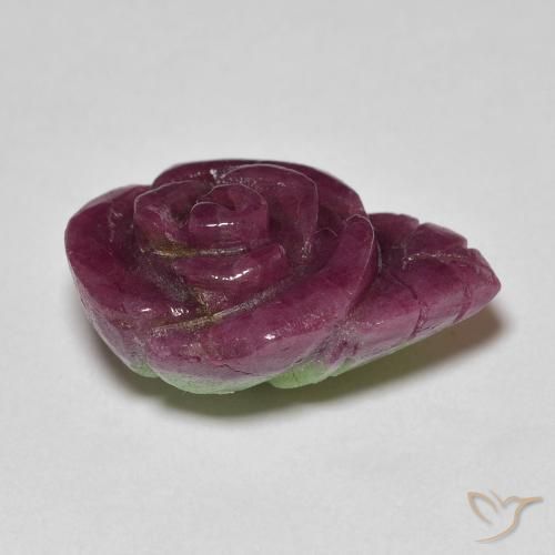 Rubí-Zoisita Multicolor natural de 13.85 ct, Corte Flor, Opaco