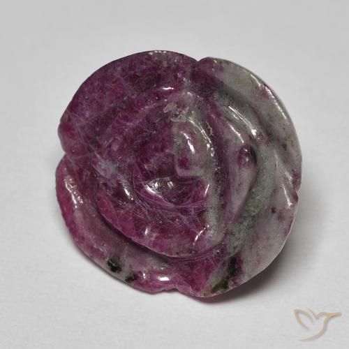 Rubí-Zoisita Multicolor natural de 17.36 ct, Corte Flor, Opaco
