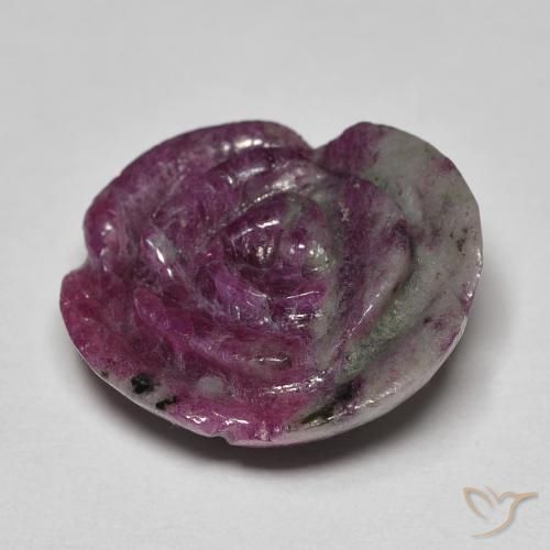 Rubí-Zoisita Multicolor natural de 17.36 ct, Corte Flor, Opaco