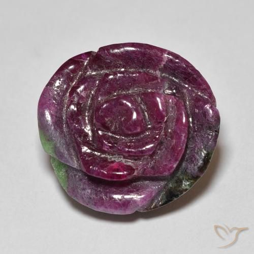 21.89ct Natural Multicolor Rubí-Zoisita, Corte Flor, Opaco