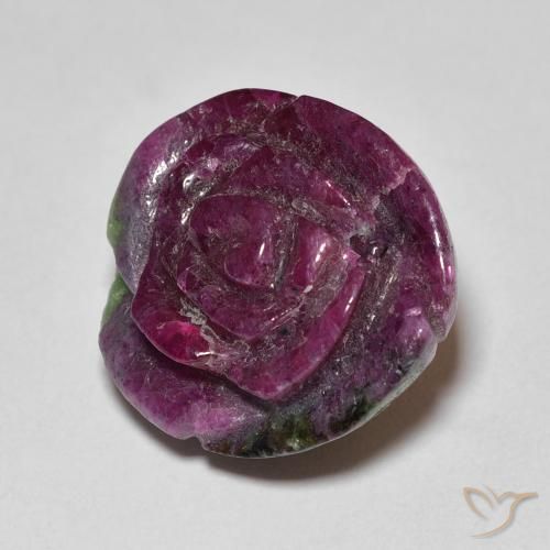 Rubí-Zoisita Multicolor natural de 21.89 ct, Corte Flor, Opaco