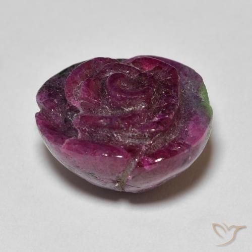 Rubí-Zoisita Multicolor natural de 21.89 ct, Corte Flor, Opaco