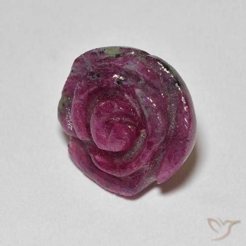 Rubí-Zoisita Multicolor natural de 14.14 ct, Corte Flor, Opaco