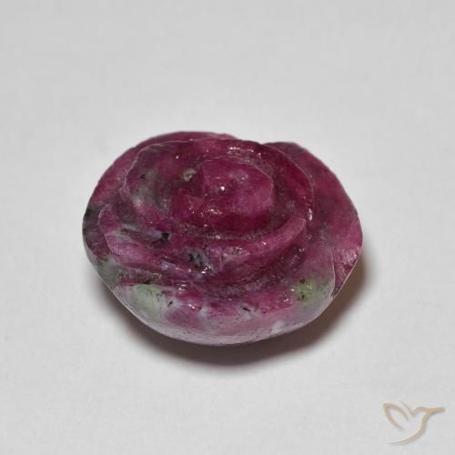 Rubí-Zoisita Multicolor natural de 14.14 ct, Corte Flor, Opaco