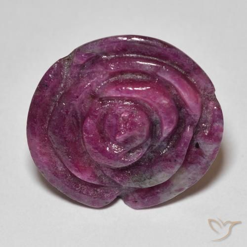 20.50ct Natural Púrpura rojizo Rubí-Zoisita, Corte Flor, Opaco