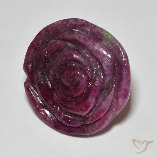 Rubí-Zoisita Púrpura oscuro natural de 16.99 ct, Corte Flor, Opaco