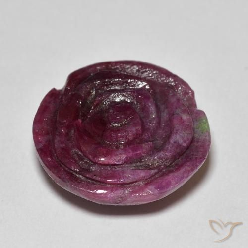 Rubí-Zoisita Púrpura oscuro natural de 16.99 ct, Corte Flor, Opaco