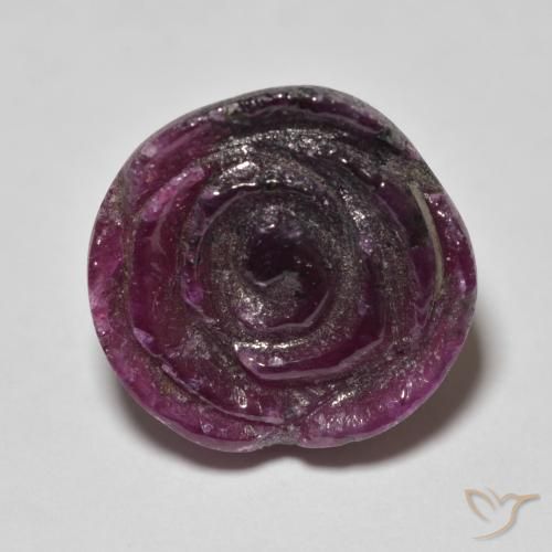 Rubí-Zoisita Púrpura medio natural de 15.45 ct, Corte Flor, Opaco