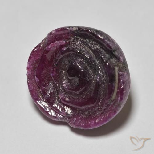 Rubí-Zoisita Púrpura medio natural de 15.45 ct, Corte Flor, Opaco