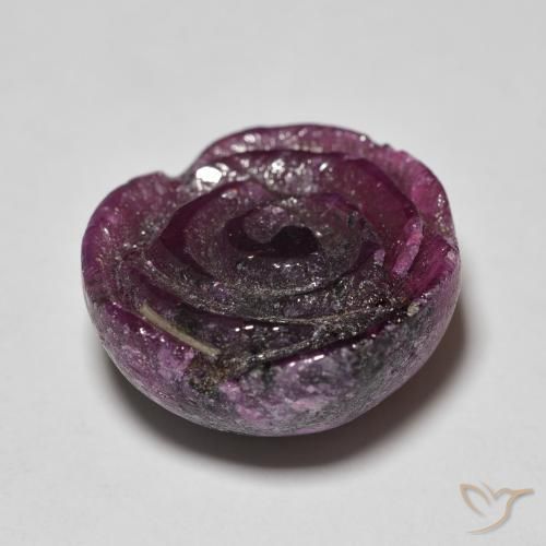 Rubí-Zoisita Púrpura medio natural de 15.45 ct, Corte Flor, Opaco