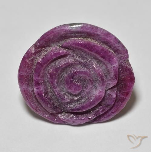 14.07ct Natural Medium Dark-Purple Rubí-Zoisita, Corte Flor, Opaco