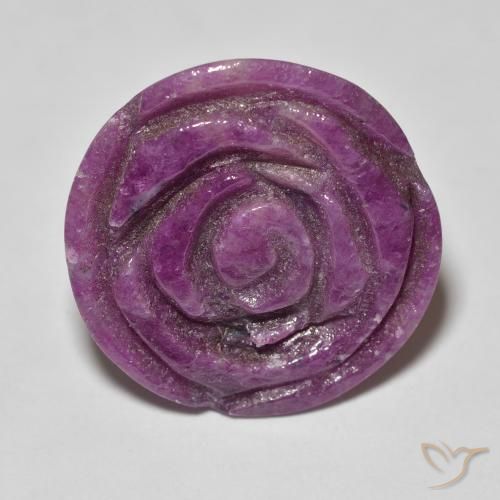 14.36ct Natural Medium Dark-Purple Rubí-Zoisita, Corte Flor, Opaco