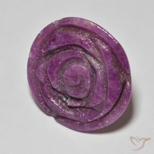 Rubí-Zoisita Medium Dark-Purple natural de 14.36 ct, Corte Flor, Opaco