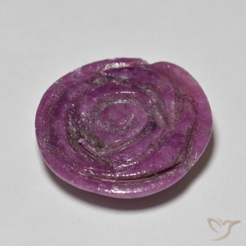 Rubí-Zoisita Medium Dark-Purple natural de 14.36 ct, Corte Flor, Opaco