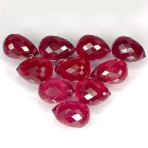 Gemas de rubí rojo natural de  ct, briolette, VS-SI