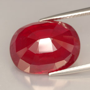 Rubí rojo natural de 14,27 ct, corte óvalo, VS-SI