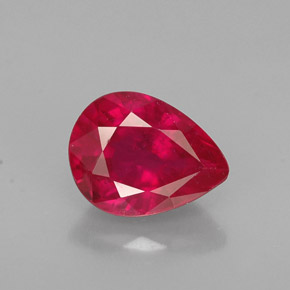 Rubí rojo natural de 1,43 ct, en forma de pera, VS-SI