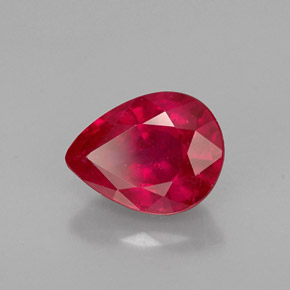 Rubí rojo natural de 1,43 ct, en forma de pera, VS-SI