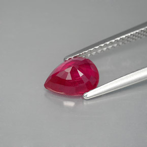 Rubí rojo natural de 1,49 ct, en forma de pera, VS-SI
