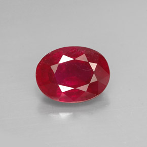 Rubí rojo natural de 1,82 ct, corte óvalo, SI