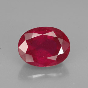 Rubí rojo natural de 1,93 ct, corte óvalo, SI