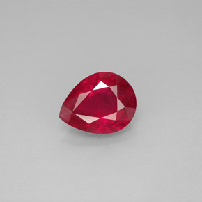Rubí rojo natural de 1,96 ct, en forma de pera, VS-SI