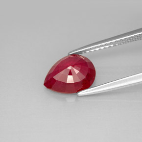 Rubí rojo natural de 1,96 ct, en forma de pera, VS-SI