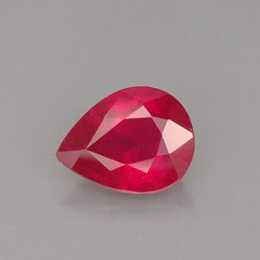 Rubí rojo natural de 1,91 ct, en forma de pera, VS-SI