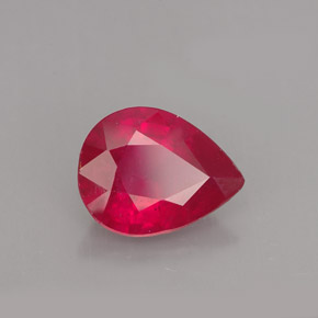 Rubí rojo natural de 1,91 ct, en forma de pera, VS-SI