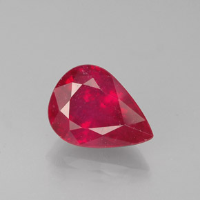 Rubí rojo natural de 1,66 ct, en forma de pera, VS-SI