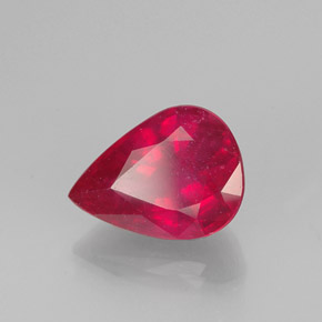 Rubí rojo natural de 1,66 ct, en forma de pera, VS-SI