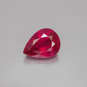 Rubí rojo natural de 1,53 ct, en forma de pera, VS-SI
