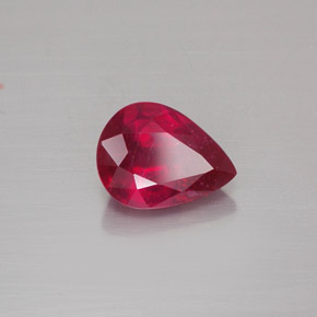 Rubí rojo natural de 1,53 ct, en forma de pera, VS-SI