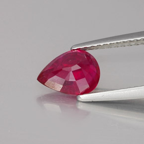 Rubí rojo natural de 1,53 ct, en forma de pera, VS-SI