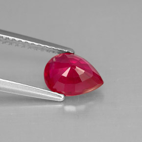 Rubí rojo natural de 1,48 ct, en forma de pera, VS-SI
